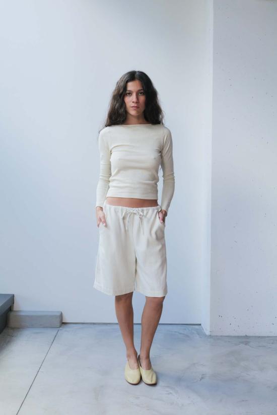  앳 던 긴팔 티셔츠 새벽에. 실크 롱탑 멀티 - AT DAWN.