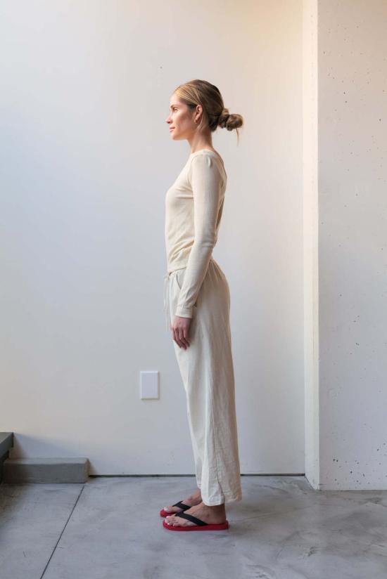  앳 던 긴팔 티셔츠 새벽에. 실크 롱탑 멀티 - AT DAWN.