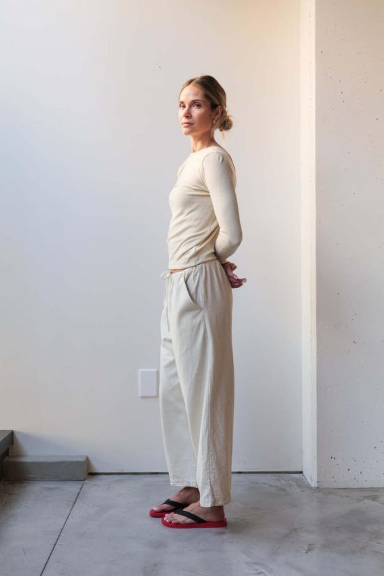  앳 던 긴팔 티셔츠 새벽에. 실크 롱탑 멀티 - AT DAWN.