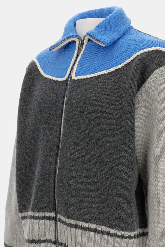  보테가베네타 집업 니트 보테가 베네타 지퍼형 울  그레이 - BOTTEGA VENETA