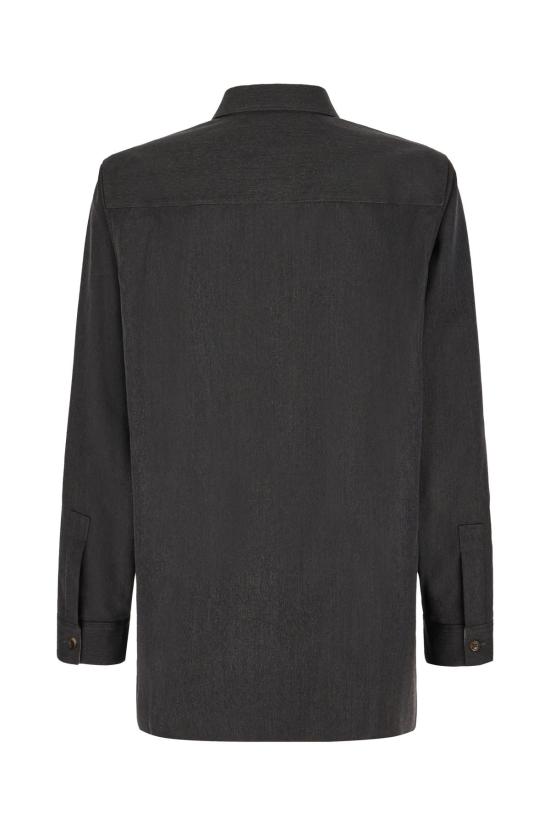  구찌 긴팔 셔츠 다크 그레이 울  다크 그레이 네이비 믹스 - GUCCI