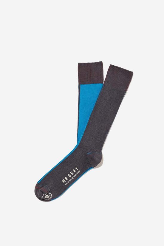  미스터 그레이 양말 스플릿 컬러 블록 블루