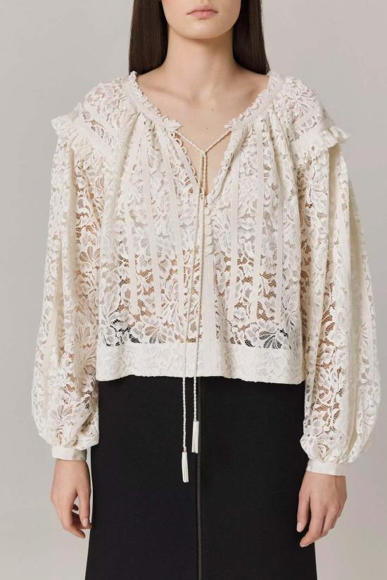  Santicler 블라우스 산티클러 도이나 레이스 , 그로그랭 아플리케 장식, 슈가 - OTHER BRANDS