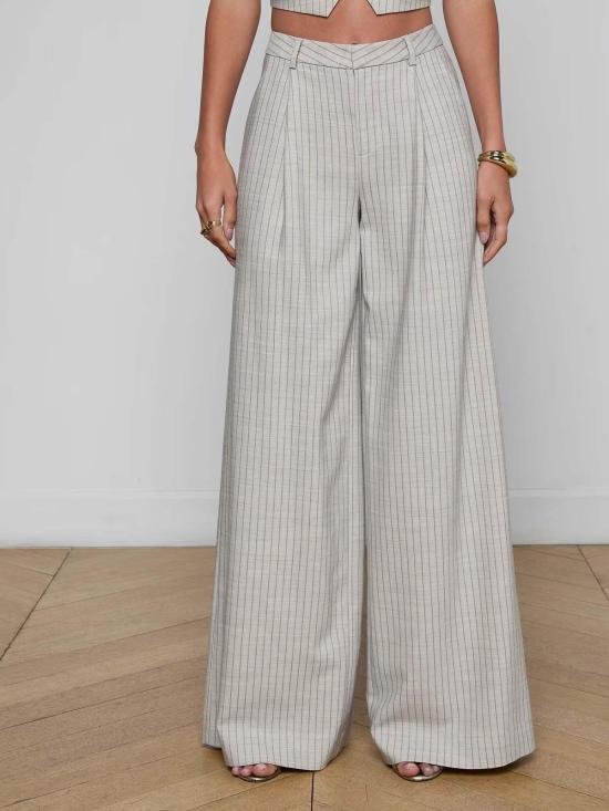  라장스 스트레이트 팬츠 L'agence Allanah 핀스트라이프 팬츠 그레이/탄 핀스트라이프