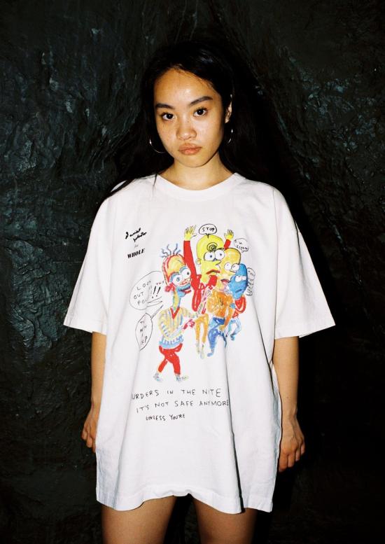  홀 반팔 티셔츠 Whole Look Out It's The Police 티셔츠 (오프 화이트)