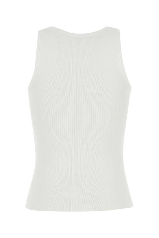  발렌시아가 민소매 티셔츠 화이트 비스코스 블렌드 탱크탑 화이트/블랙 - BALENCIAGA