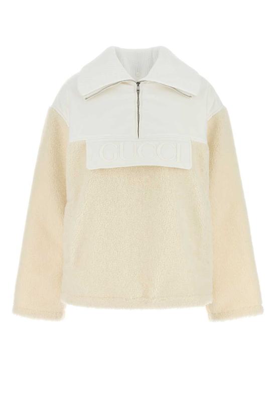  구찌 자켓 투톤 울 블렌드 패딩 재킷 화이트 믹스