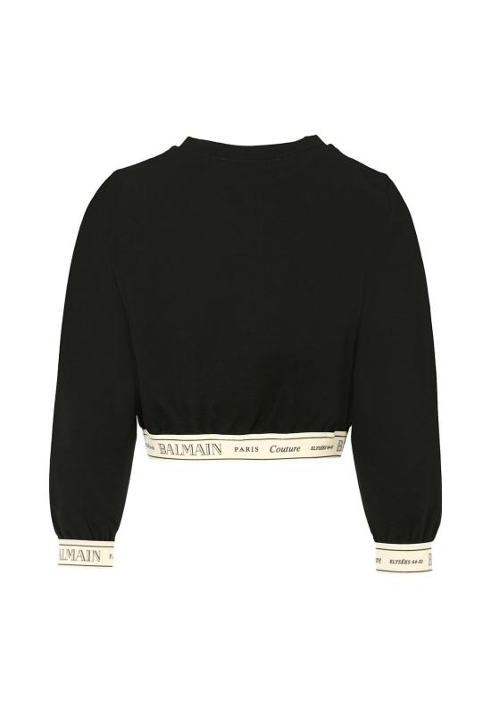  [키즈] 발망 풀오버 키즈 크롭 스웨트셔츠 블랙 - BALMAIN