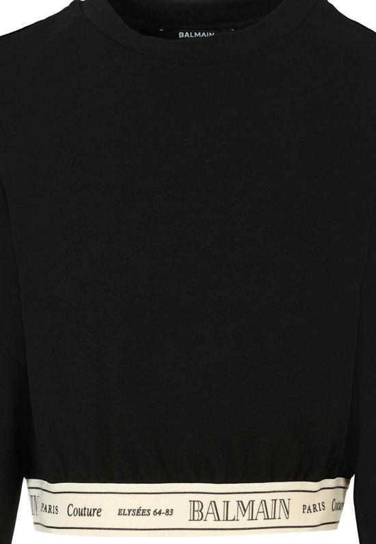  [키즈] 발망 풀오버 키즈 크롭 스웨트셔츠 블랙 - BALMAIN