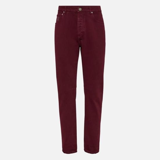  브루넬로 쿠치넬리 데님 팬츠 다크 레드 코튼 진