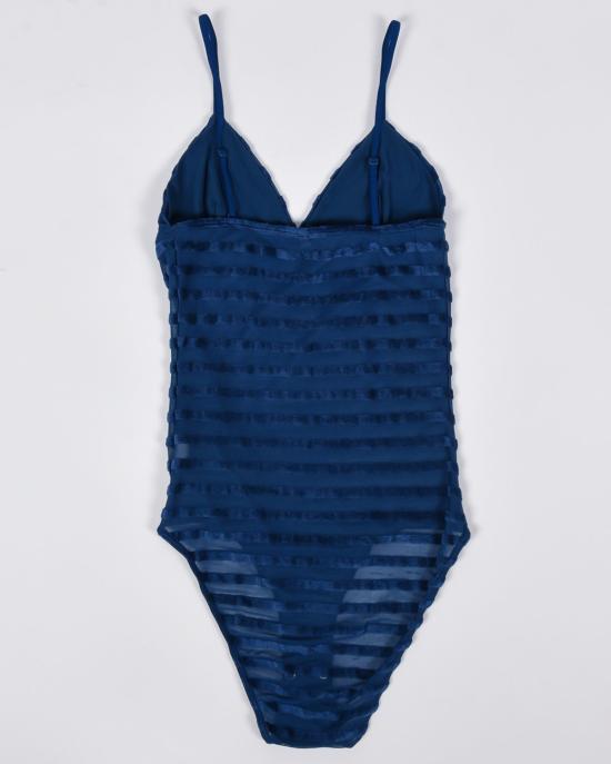  베이스레인지 바디수트 티셔츠 미시시피 벨루어 바디 블루 스트라이프 - BASERANGE