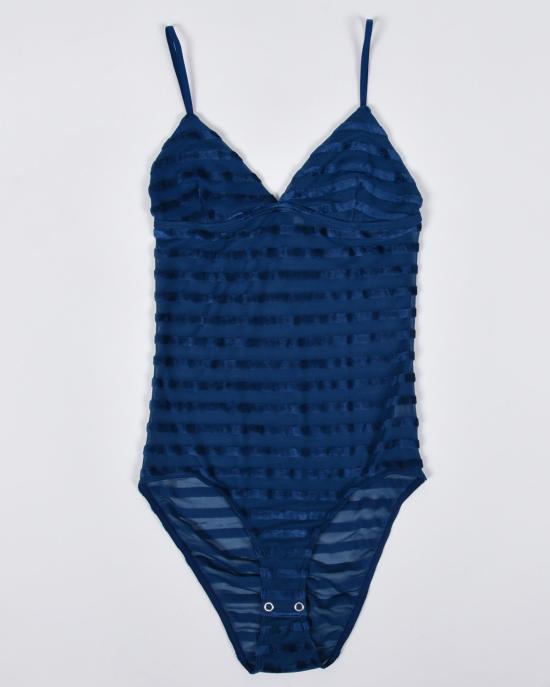  베이스레인지 바디수트 티셔츠 미시시피 벨루어 바디 블루 스트라이프