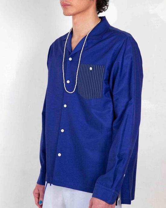  Graphia New York 긴팔 셔츠 그라피아 뉴욕 아레나스 캠프 칼라 긴팔  블루 스트라이프 - GRAPHIA NEW YORK