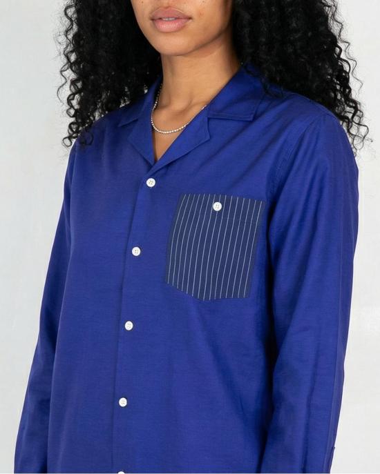  Graphia New York 긴팔 셔츠 그라피아 뉴욕 아레나스 캠프 칼라 긴팔  블루 스트라이프 - GRAPHIA NEW YORK