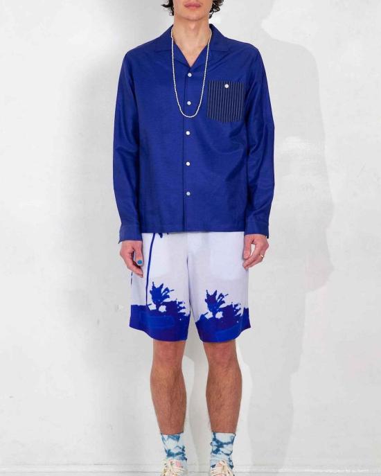  Graphia New York 긴팔 셔츠 그라피아 뉴욕 아레나스 캠프 칼라 긴팔  블루 스트라이프 - GRAPHIA NEW YORK