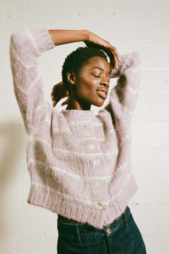  마리아 스탠리 가디건 브러시드 카드 이간 무 체크무늬 - MARIA STANLEY