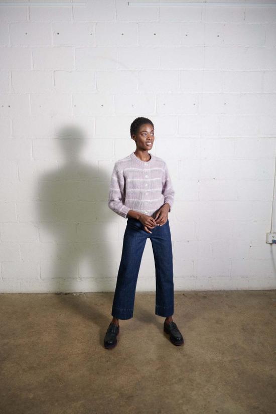  마리아 스탠리 가디건 브러시드 카드 이간 무 체크무늬 - MARIA STANLEY