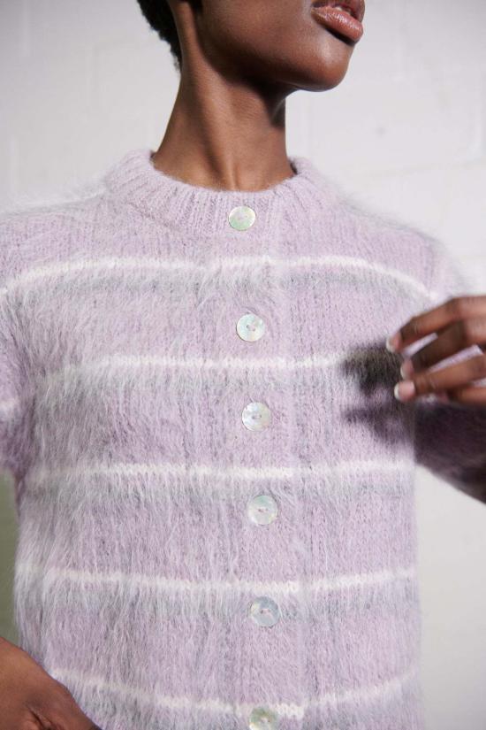  마리아 스탠리 가디건 브러시드 카드 이간 무 체크무늬 - MARIA STANLEY