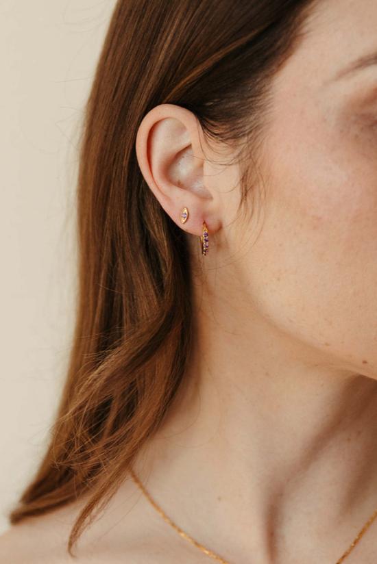  시에라 윈터 주얼리 이어링 악마의 눈 스터드 귀걸이 자수정 - SIERRA WINTER JEWELRY