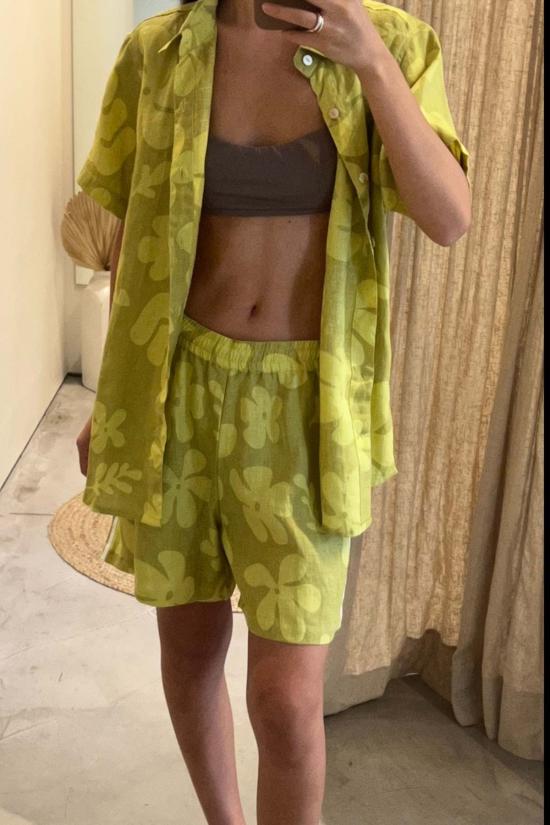  at Dawn. 셔츠 새벽에. 린넨 꽃무늬 셔츠 - AT DAWN.