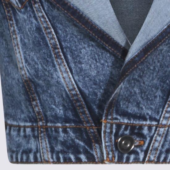  알라이아 데님 자켓 Alaia 크롭 데님 재킷 Bleu Neige - ALAIA