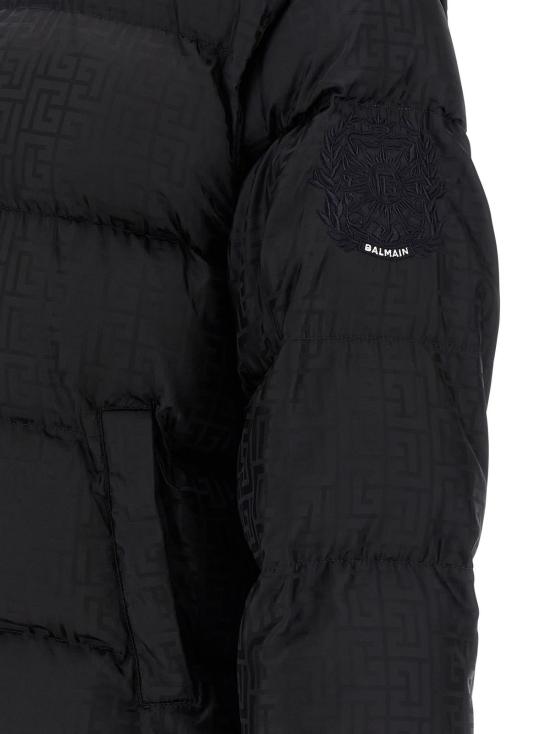  발망 패딩 모노그램 PB 라비린토 다운 재킷 블랙 - BALMAIN