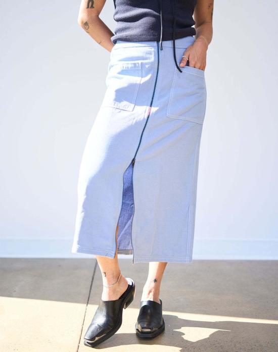  노블 데님 스커트 유틸리티 스커트 페블 블루 - NOBLE