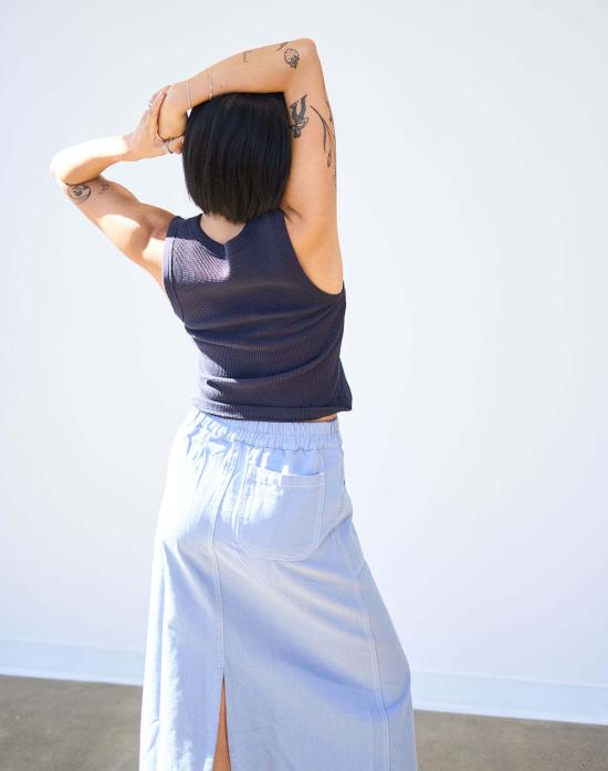  노블 데님 스커트 유틸리티 스커트 페블 블루 - NOBLE