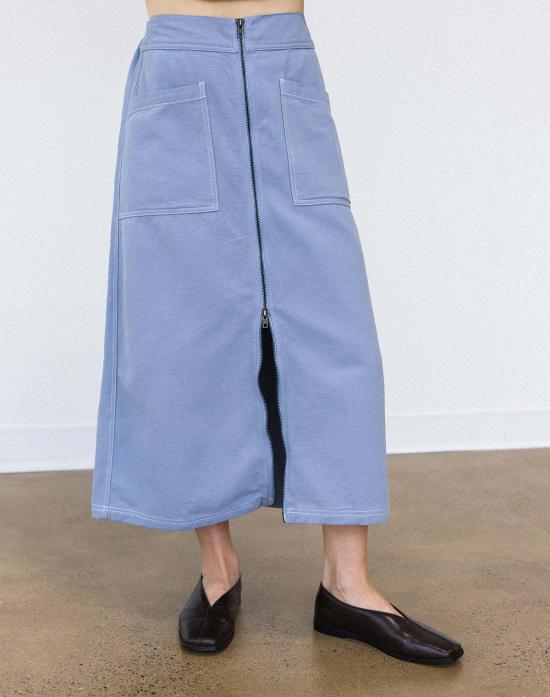  노블 데님 스커트 유틸리티 스커트 페블 블루 - NOBLE