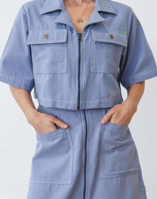  노블 데님 스커트 유틸리티 스커트 페블 블루 - NOBLE