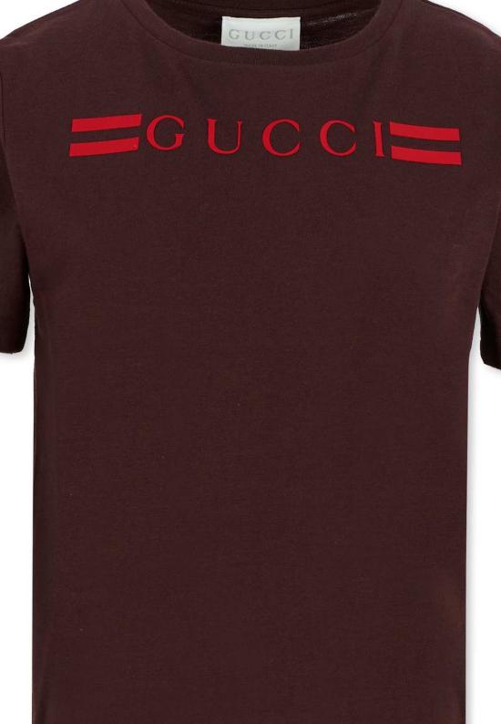  [키즈] 구찌 트레이닝 상의 아동용  로고 티셔츠 (갈색) - GUCCI