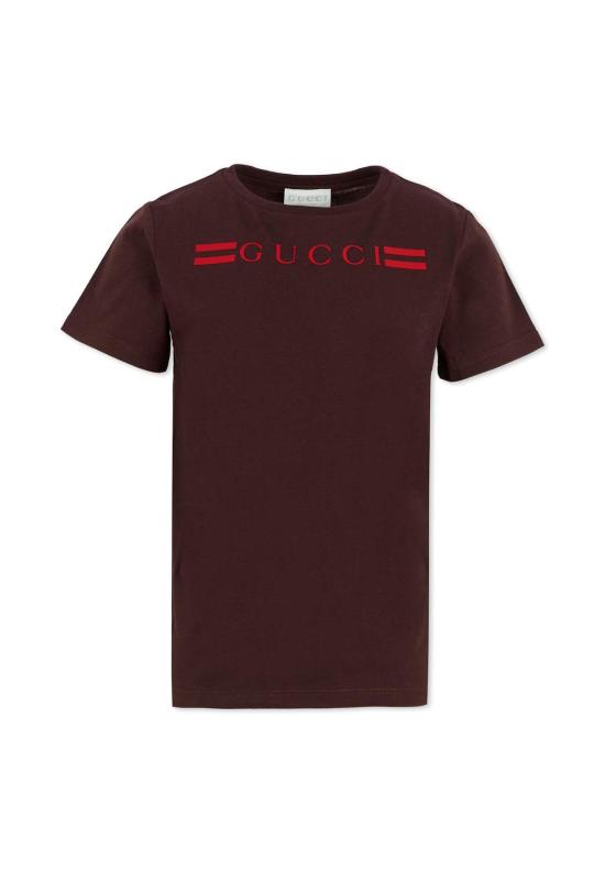  [키즈] 구찌 트레이닝 상의 아동용  로고 티셔츠 (갈색)