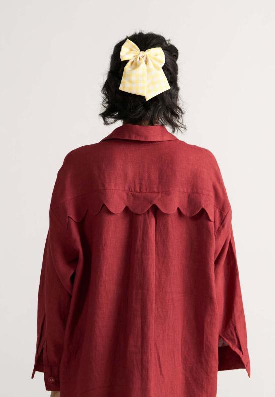  이키비 숏 원피스 선데이 클래식 셔츠 드레스 레드