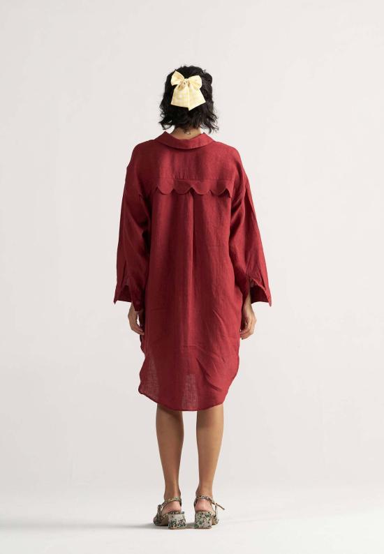  이키비 숏 원피스 선데이 클래식 셔츠 드레스 레드 - IKKIVI