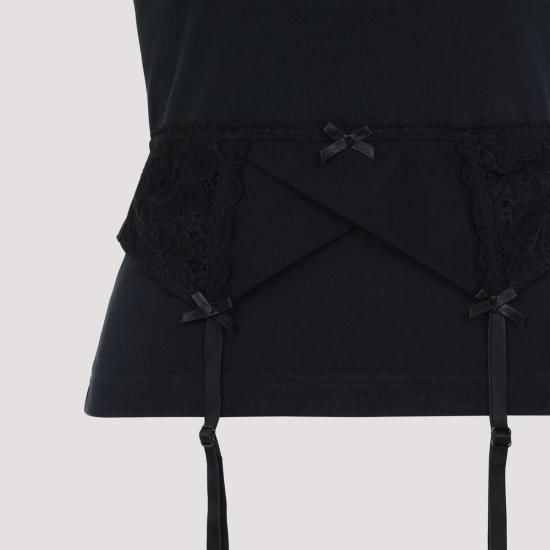  발렌시아가 반팔 티셔츠 란제리 티셔츠, 워시드 블랙 - BALENCIAGA