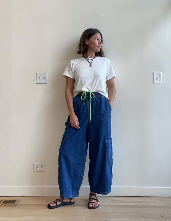  밀스 데님 팬츠 식사용 데님 셰프 바지