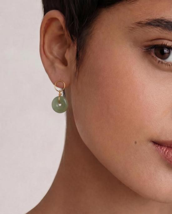  세레 이어링 세리 코인 제이드 할로우  그린 - SEREE