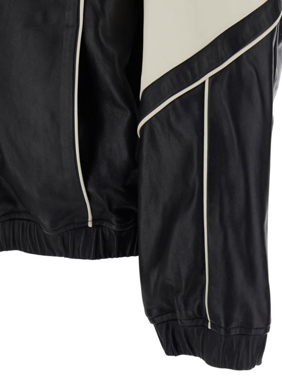  아미리 자켓 하이넥 맥시 로고 가죽 재킷 블랙 - AMIRI