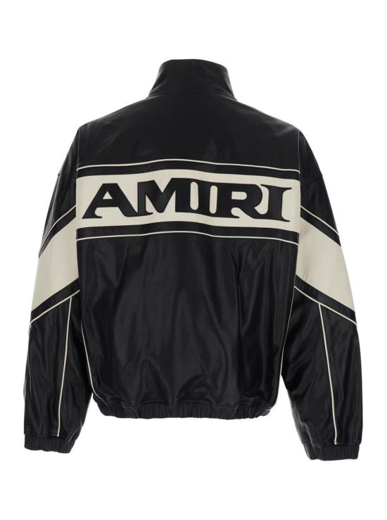  아미리 자켓 하이넥 맥시 로고 가죽 재킷 블랙 - AMIRI