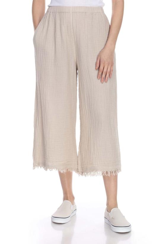  어니스트 코튼 크롭 팬츠 프레이드 크롭 팔라초 팬츠 - HONEST COTTON