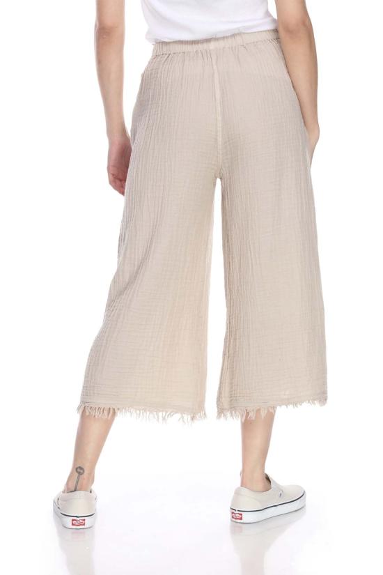  어니스트 코튼 크롭 팬츠 프레이드 크롭 팔라초 팬츠 - HONEST COTTON