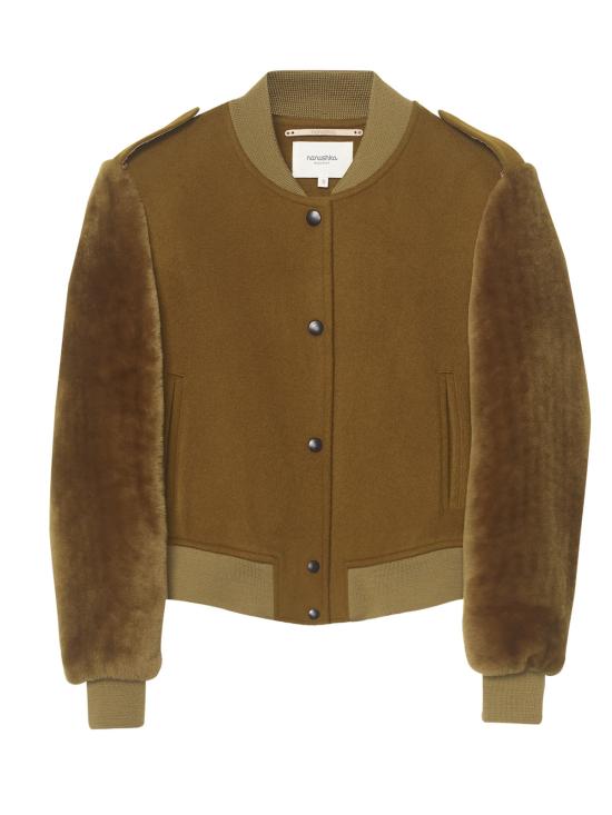  나누슈카 코트 Nanushka 모피 슬리브 배리스티 재킷 커리 - NANUSHKA