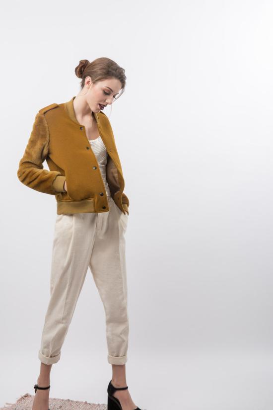  나누슈카 코트 Nanushka 모피 슬리브 배리스티 재킷 커리 - NANUSHKA