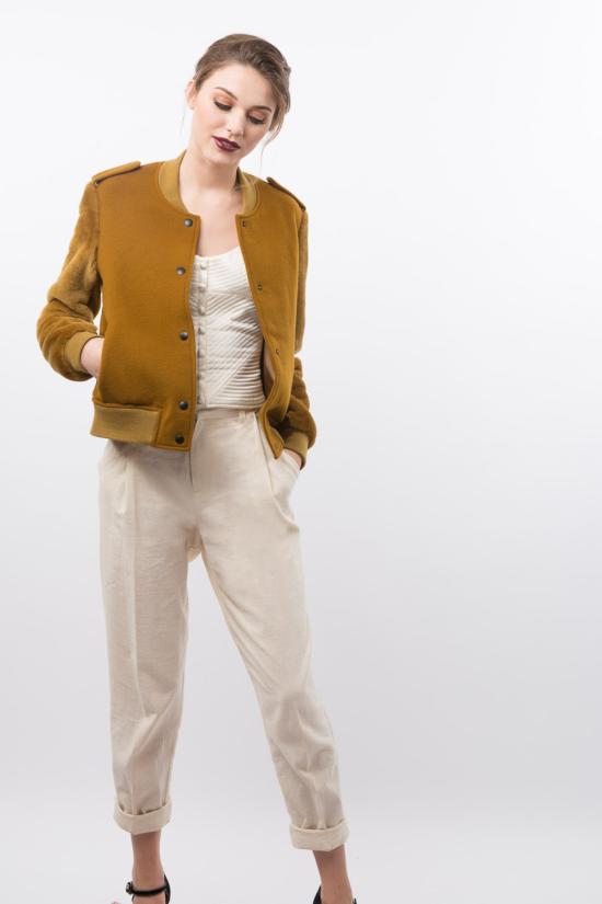  나누슈카 코트 Nanushka 모피 슬리브 배리스티 재킷 커리 - NANUSHKA