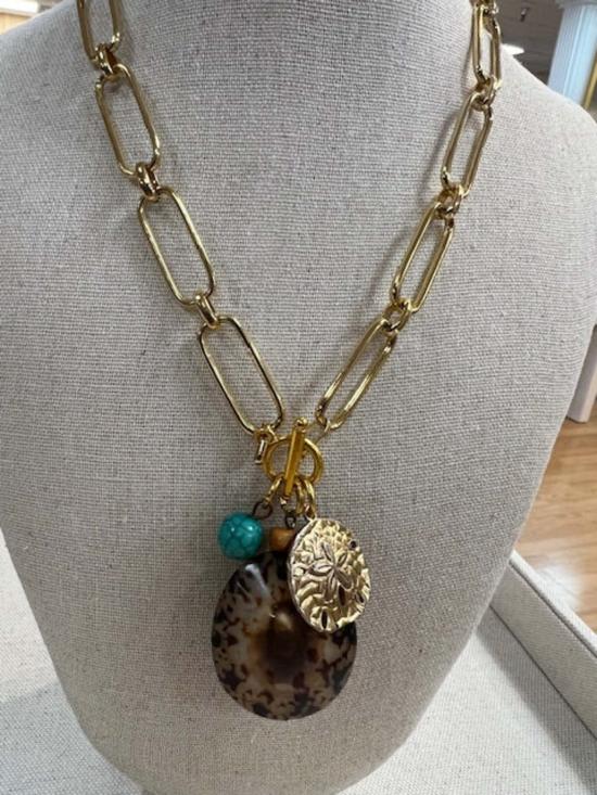  카라 브라운 디자인 목걸이/팬던트 쉘/샌드 달러 참 목걸이 골드