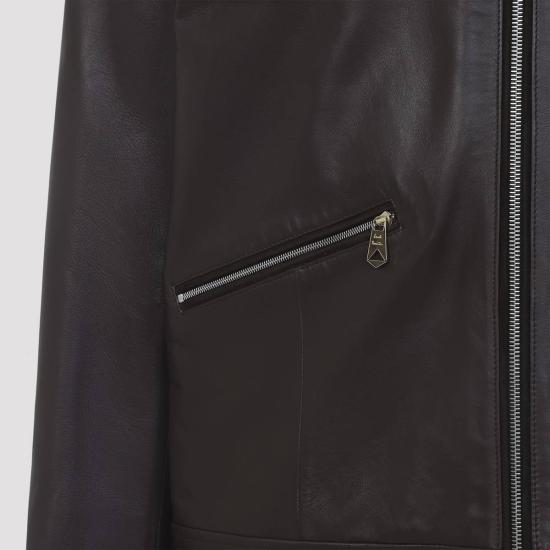  폴 스미스 가죽 자켓 레귤러핏 가죽 재킷 브라운 - PAUL SMITH