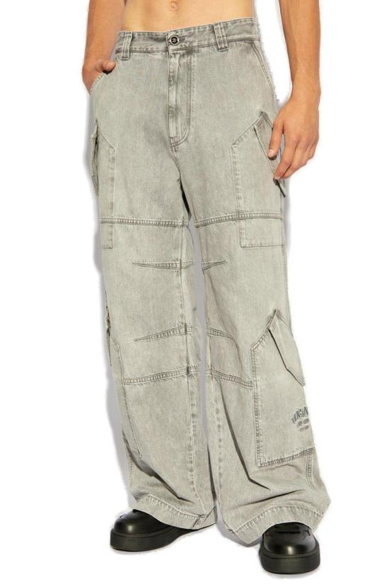  베르사체 데님 팬츠 포켓 디테일 카고 진 그레이 - VERSACE