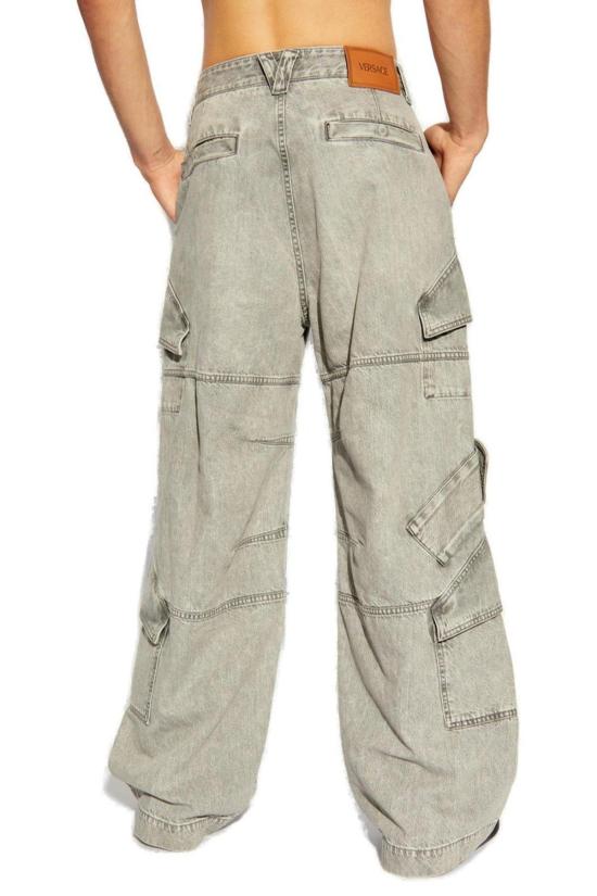  베르사체 데님 팬츠 포켓 디테일 카고 진 그레이 - VERSACE