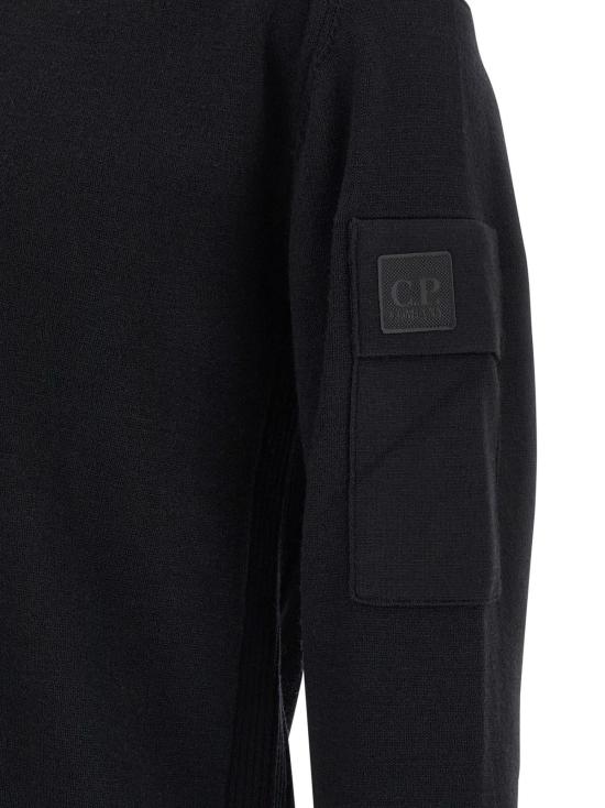  씨피 컴퍼니 스웨터 C.P. 컴퍼니 하프 집업  블랙 - C.P. COMPANY