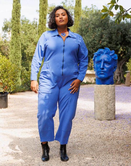  Noble 점프수트 고급스러운 긴팔 유틸리티 수트, 프렌치 블루 색상